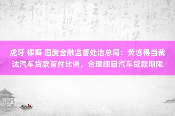 虎牙 裸舞 国度金融监督处治总局：荧惑得当裁汰汽车贷款首付比例，合理细目汽车贷款期限