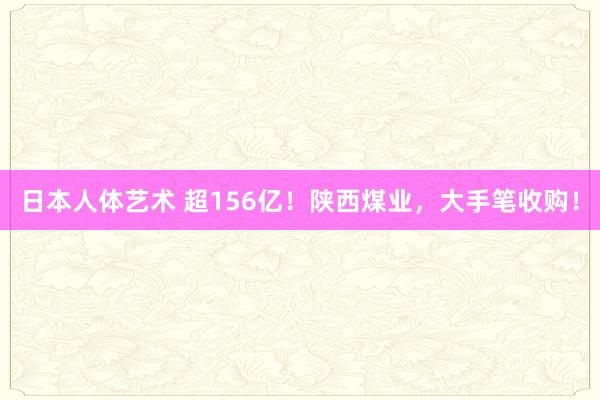 日本人体艺术 超156亿！陕西煤业，大手笔收购！