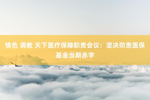 情色 调教 天下医疗保障职责会议：坚决防患医保基金当期赤字