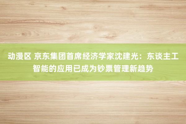 动漫区 京东集团首席经济学家沈建光：东谈主工智能的应用已成为钞票管理新趋势