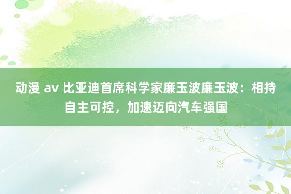 动漫 av 比亚迪首席科学家廉玉波廉玉波：相持自主可控，加速迈向汽车强国