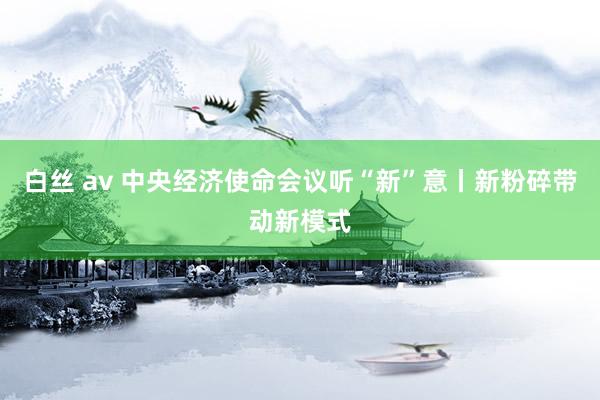 白丝 av 中央经济使命会议听“新”意丨新粉碎带动新模式
