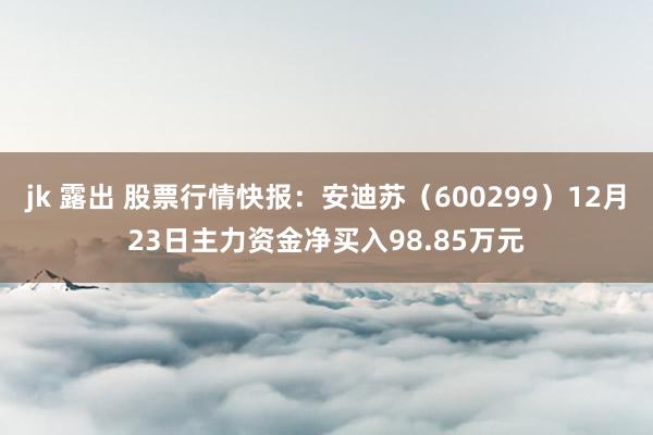 jk 露出 股票行情快报：安迪苏（600299）12月23日主力资金净买入98.85万元