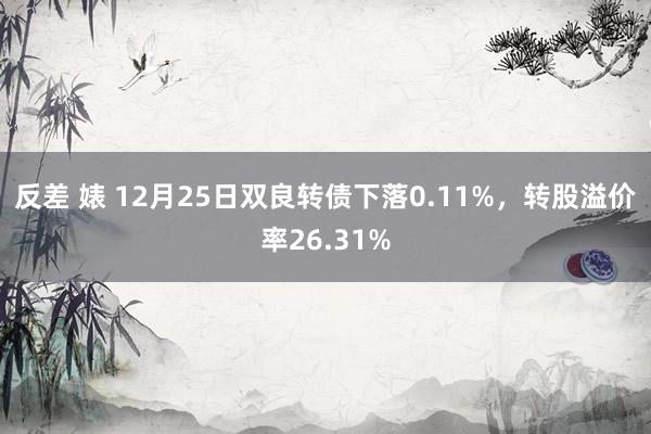 反差 婊 12月25日双良转债下落0.11%，转股溢价率26.31%