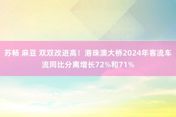 苏畅 麻豆 双双改进高！港珠澳大桥2024年客流车流同比分离增长72%和71%