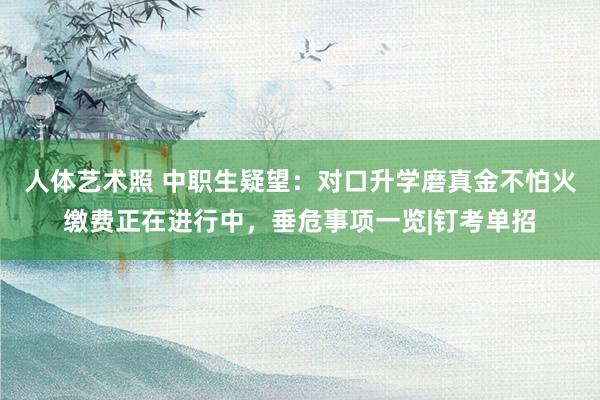 人体艺术照 中职生疑望：对口升学磨真金不怕火缴费正在进行中，垂危事项一览|钉考单招