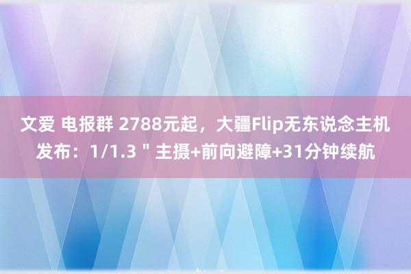 文爱 电报群 2788元起，大疆Flip无东说念主机发布：1/1.3＂主摄+前向避障+31分钟续航