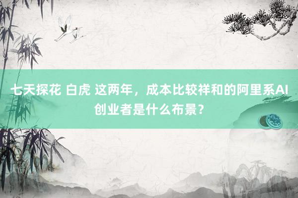七天探花 白虎 这两年，成本比较祥和的阿里系AI创业者是什么布景？