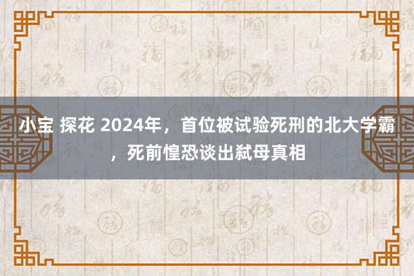 小宝 探花 2024年，首位被试验死刑的北大学霸，死前惶恐谈出弑母真相