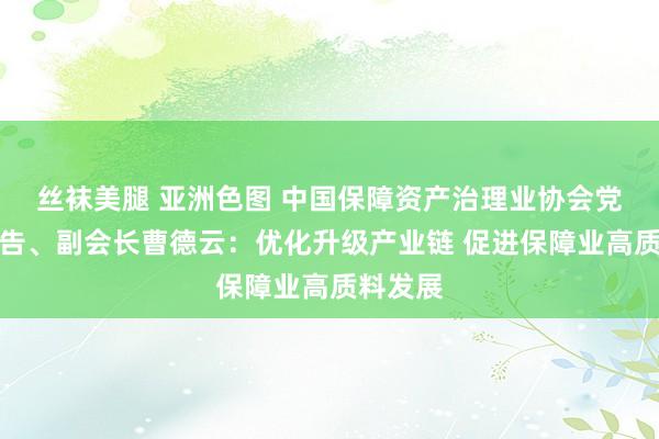 丝袜美腿 亚洲色图 中国保障资产治理业协会党委副布告、副会长曹德云：优化升级产业链 促进保障业高质料发展