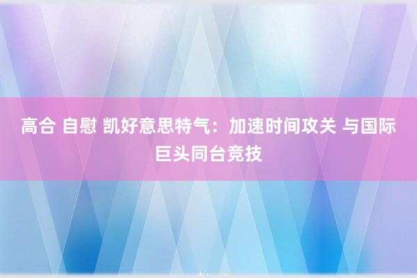 高合 自慰 凯好意思特气：加速时间攻关 与国际巨头同台竞技