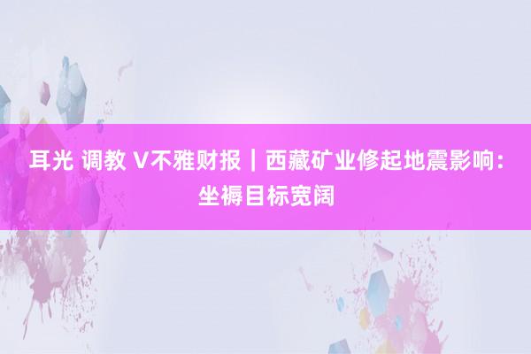 耳光 调教 V不雅财报｜西藏矿业修起地震影响：坐褥目标宽阔