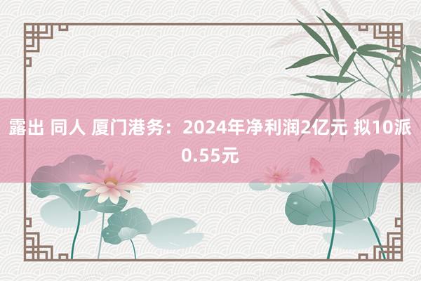 露出 同人 厦门港务：2024年净利润2亿元 拟10派0.55元