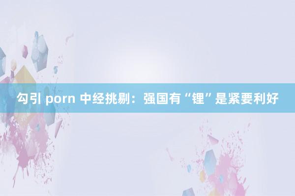 勾引 porn 中经挑剔：强国有“锂”是紧要利好