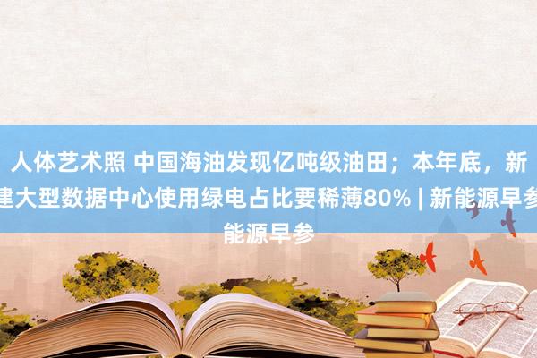 人体艺术照 中国海油发现亿吨级油田；本年底，新建大型数据中心使用绿电占比要稀薄80% | 新能源早参