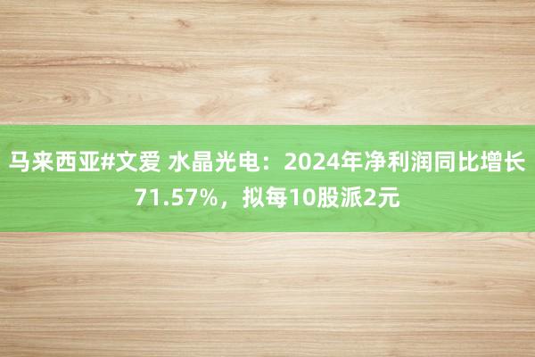 马来西亚#文爱 水晶光电：2024年净利润同比增长71.57%，拟每10股派2元
