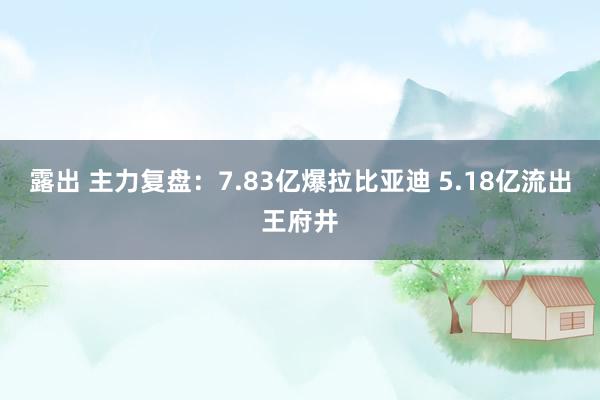 露出 主力复盘：7.83亿爆拉比亚迪 5.18亿流出王府井