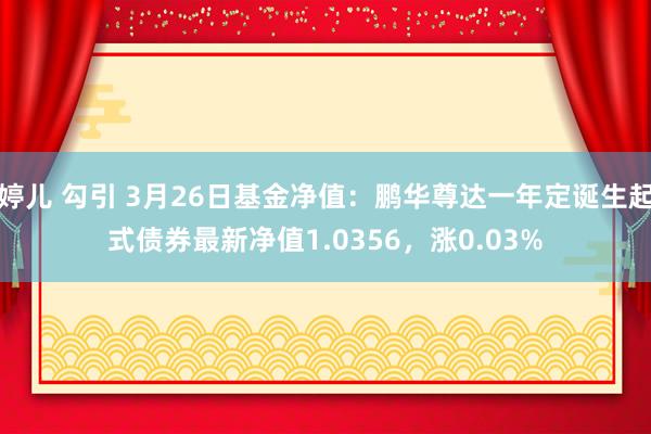 婷儿 勾引 3月26日基金净值：鹏华尊达一年定诞生起式债券最新净值1.0356，涨0.03%