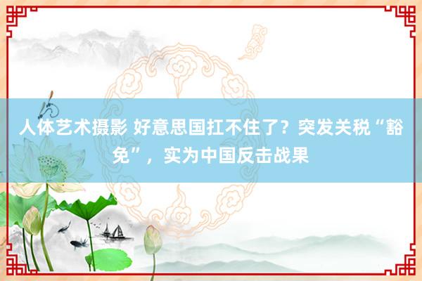 人体艺术摄影 好意思国扛不住了？突发关税“豁免”，实为中国反击战果
