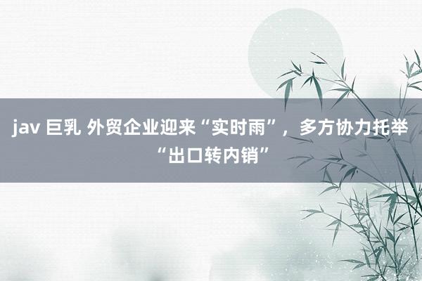 jav 巨乳 外贸企业迎来“实时雨”，多方协力托举“出口转内销”