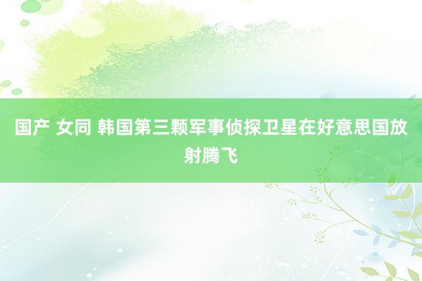 国产 女同 韩国第三颗军事侦探卫星在好意思国放射腾飞