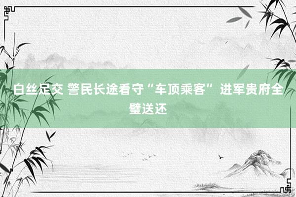 白丝足交 警民长途看守“车顶乘客” 进军贵府全璧送还