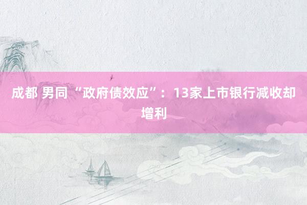 成都 男同 “政府债效应”：13家上市银行减收却增利