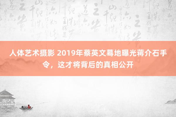 人体艺术摄影 2019年蔡英文蓦地曝光蒋介石手令，这才将背后的真相公开