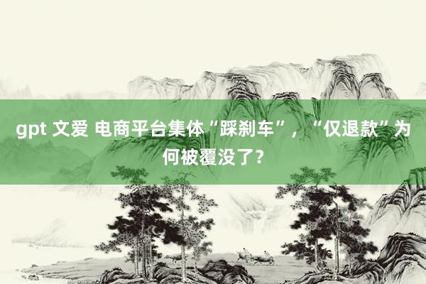 gpt 文爱 电商平台集体“踩刹车”，“仅退款”为何被覆没了？